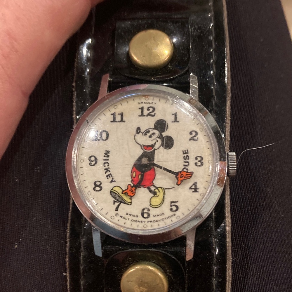 Vintage Mickey Mouse Watch with Black Strap